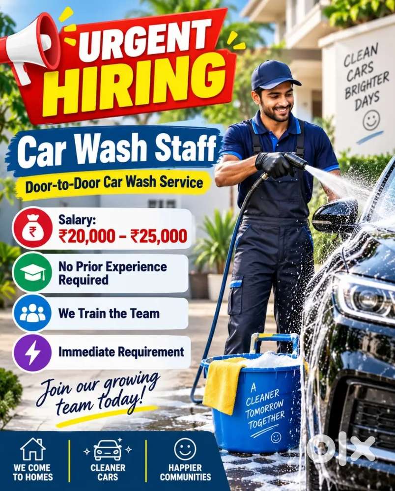 Urgent Hiring Car Wash Staff | ₹20,000 to ₹25,000 | Technopark