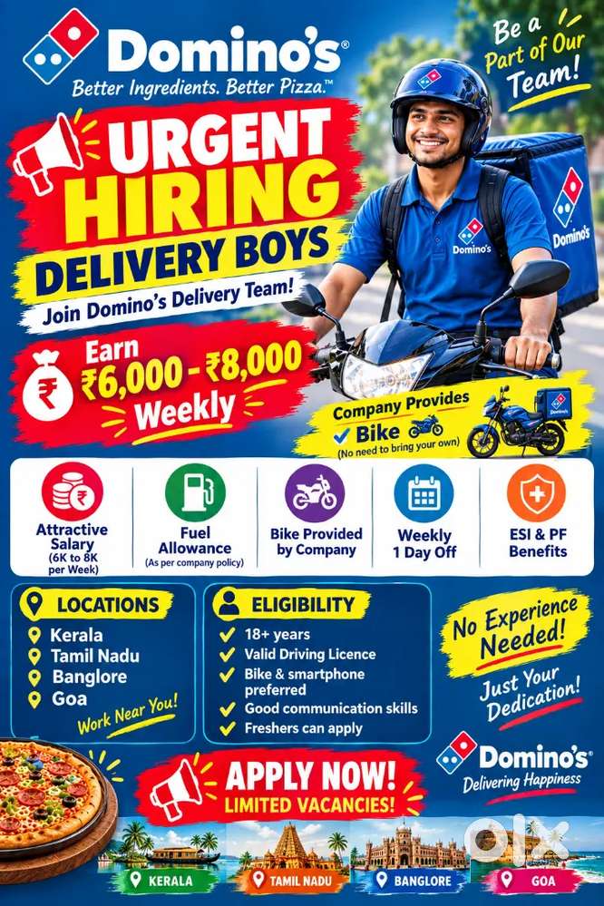 HR Mounika -hiring  Delivery Boys Required &ndash; Multiple Locations