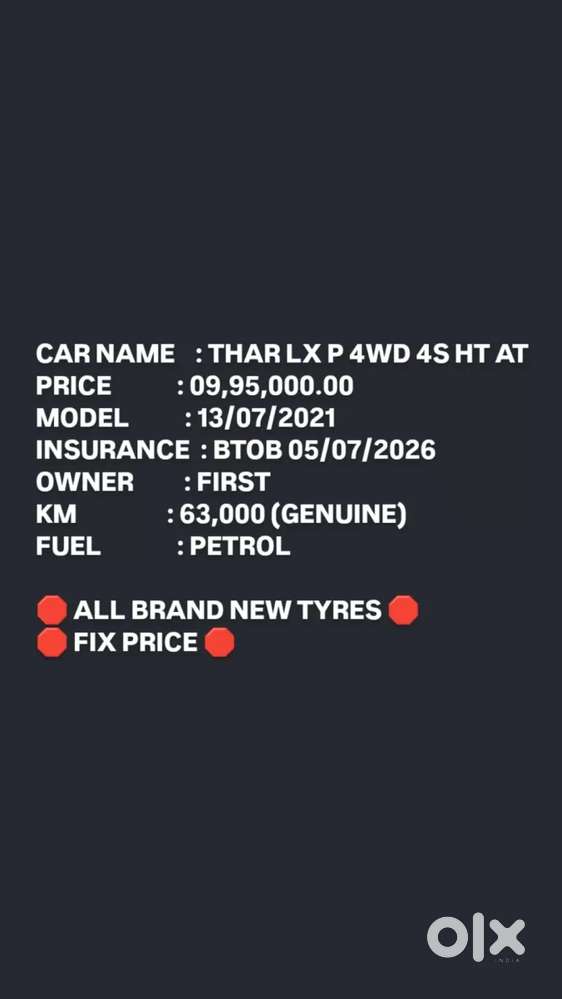 Mahindra Thar Lx Hard Top Petrol At Rwd, 2021, Petrol