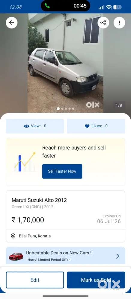 Maruti Suzuki Alto 2012 Cng & Hybrids 80000 Km Driven