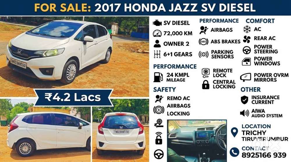 Honda Jazz Sv Mt I-dtec, 2017, Diesel