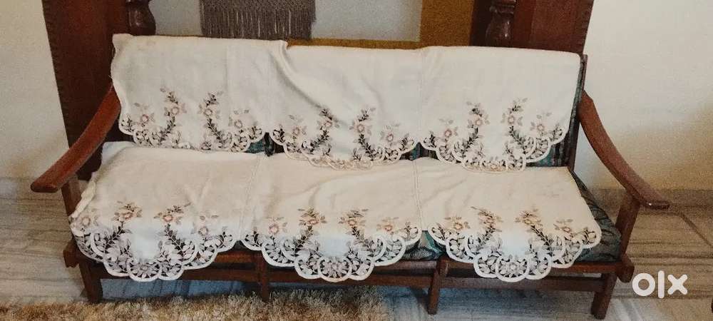 TEAK WOOD FIVE SEATER SOFA