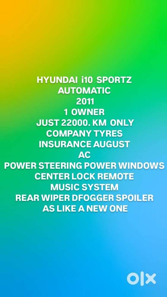 Hyundai I10 Sportz 1.2 Automatic Kappa2, 2011, Petrol