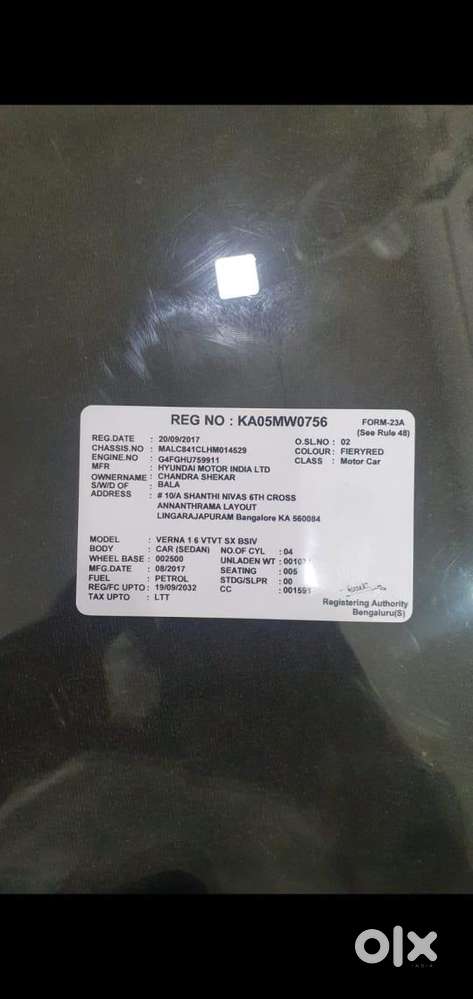 Hyundai Verna 2016-2017 1.6 Sx Vtvt, 2017, Petrol