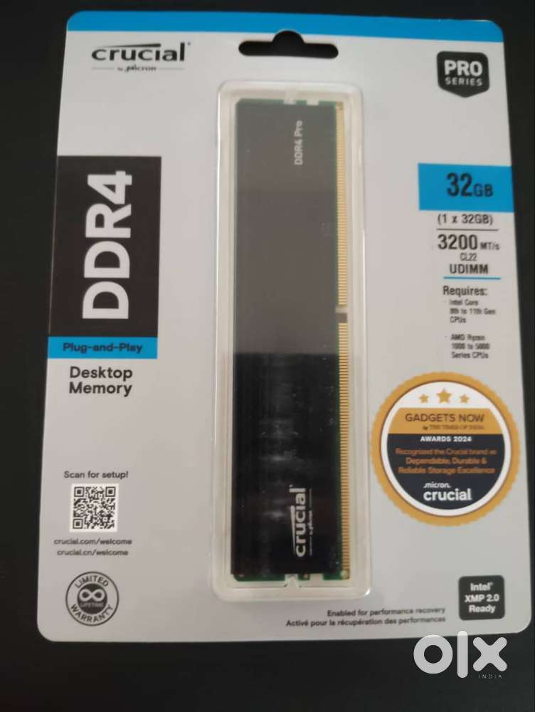 Crucial 64GB DDR4 Pro RAM 3200 MHz Kit (32GB x 2) Desktop