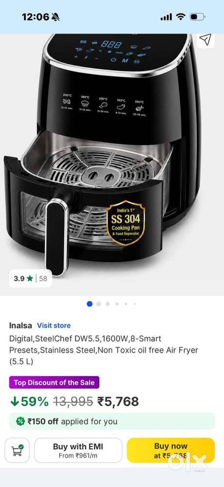 Insala Steel Air fryer