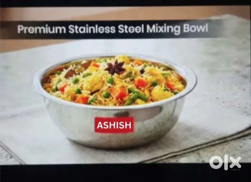 Ashish Stainless Steel Mixing Bowl,1500 ml (Gamla steel)Total:- 7piece
