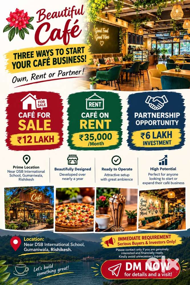 Cafe / Restaurant for Rent/ sale / partnership