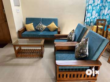Classic Teak Wood Sofa Set 3 1 1 with Comfortable Cushions