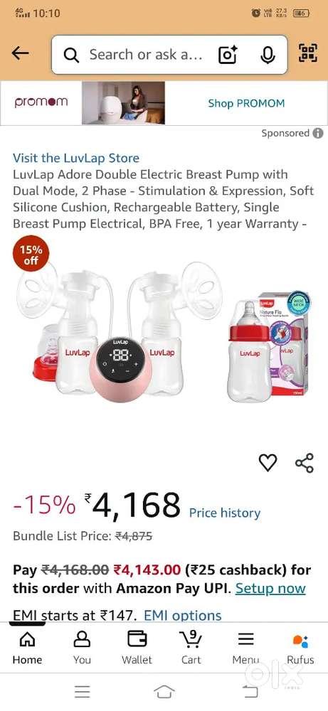 Luvlap electric breast pump