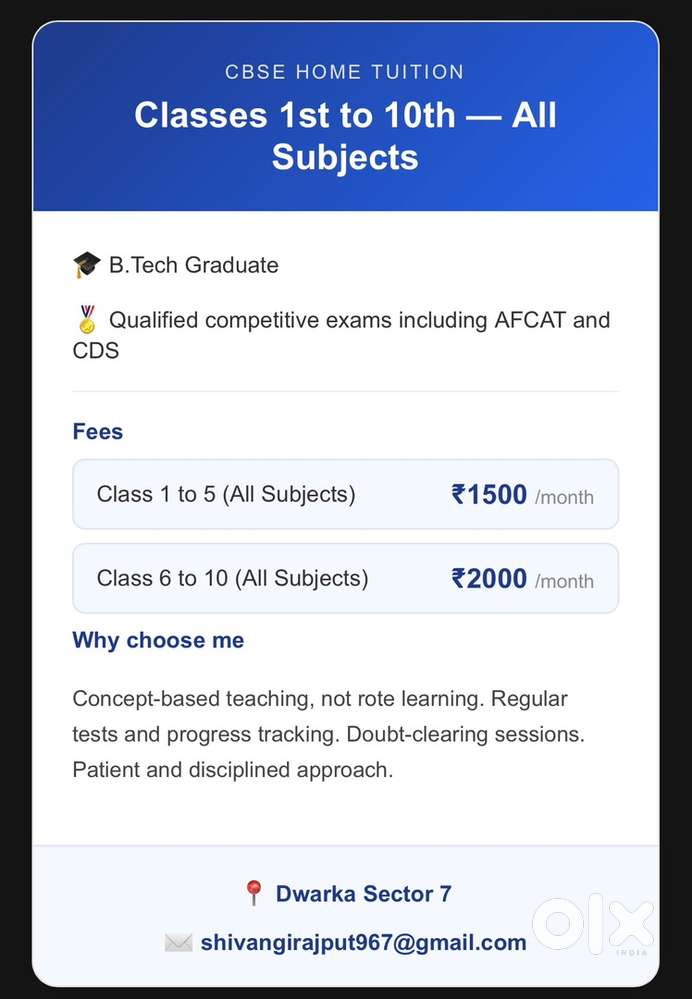 CBSE tuition classes for every subject till 10 th class