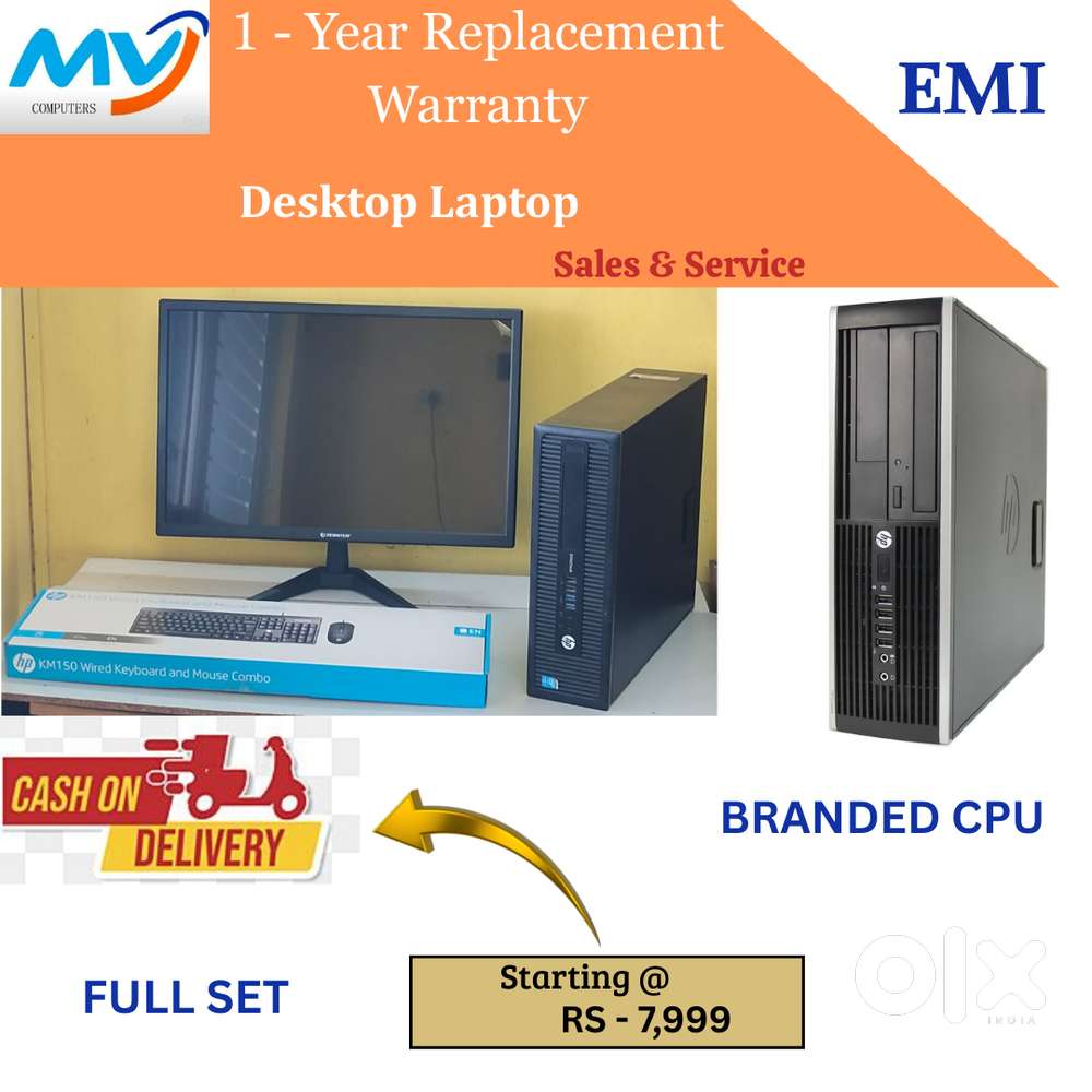 Branded cpu-full set-monitor-ram-8gb-500gb hdd-128gb ssd-warranty-wifi ...