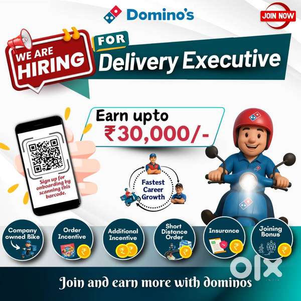 We are hiring Delivery Boy in Domino's