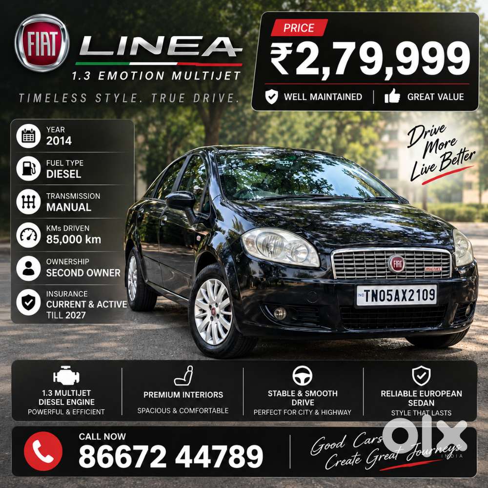 Fiat Linea 1.3 Emotion Multijet 2014 Diesel Manual Second Owner