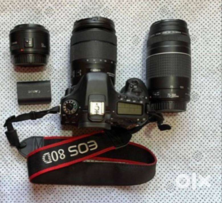 Canon 80d with 50mm,18-135mm,75-300mm lens and battery charger