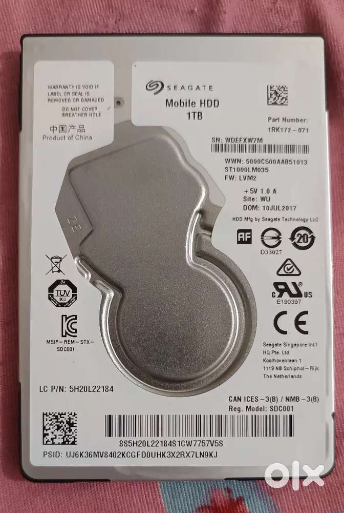 1000 GB (1TB) Hard Disk, 2.5 Inch. In Neat & Clean Condition.