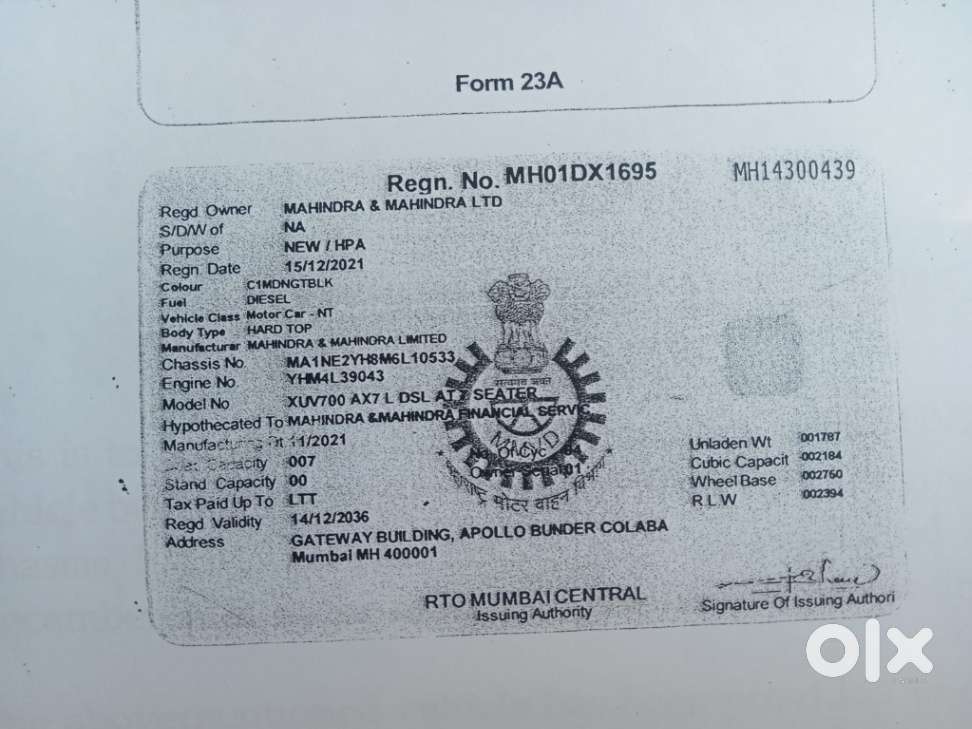 Mahindra Xuv700 2.2 Ax 7 Diesel At Luxury Pack Str, 2021, Diesel