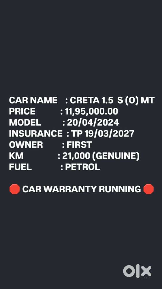 Hyundai Creta 1.5 L Mpi S (o) Mt, 2024, Petrol