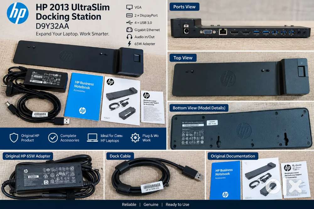 HP 2013 UltraSlim Docking Station D9Y32AA | Original HP | 65W Adapter