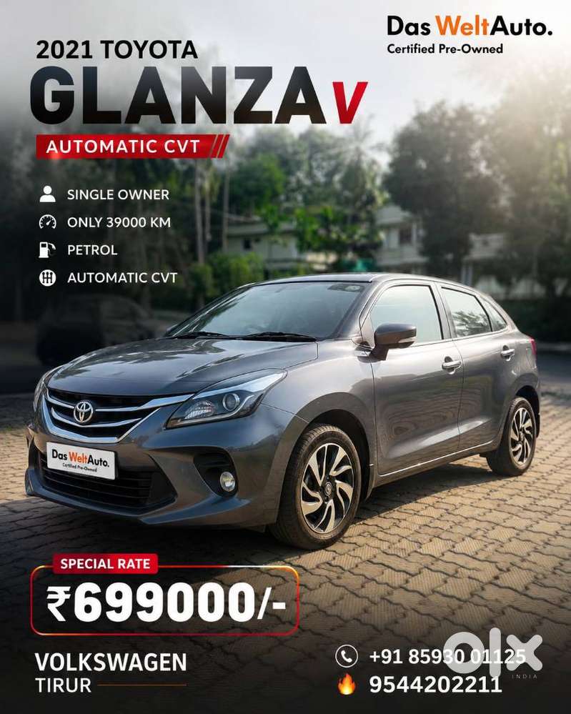 Toyota Glanza V Cvt, 2021, Petrol