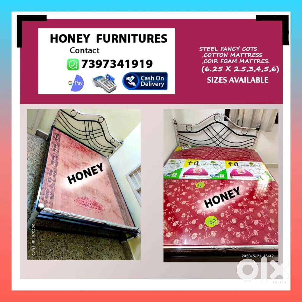21754..Steel fancy cot bed mattress all size sales GQW Beds