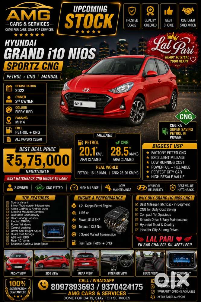 Hyundai Grand I10 Nios Sportz, 2022, Cng & Hybrids