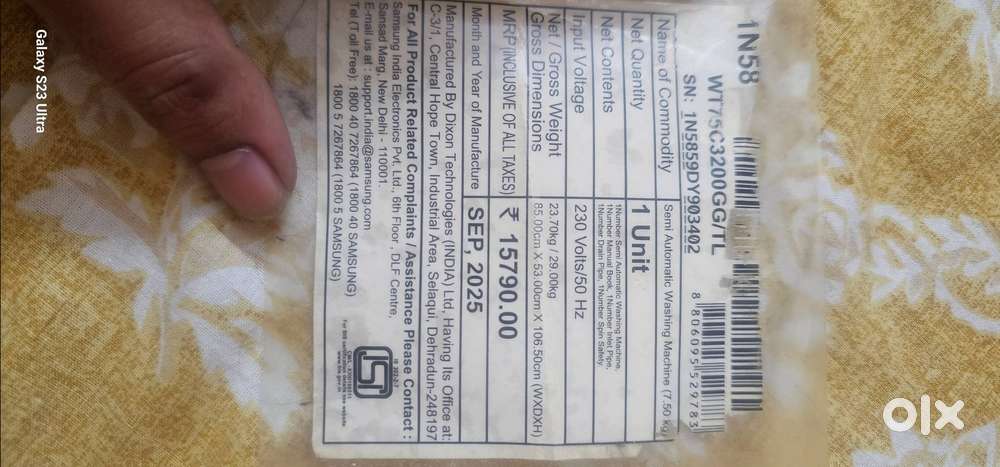 Brand new unpacked semi automatic washing machine Samsung