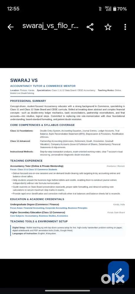 Accountancy tution for 11/12 state board