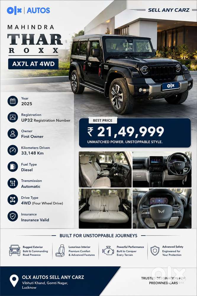 Mahindra Thar Roxx Ax7 L Diesel Mt 4wd, 2025, Diesel