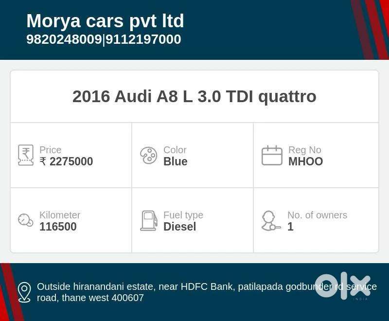 Audi A8 L, 2016, Diesel