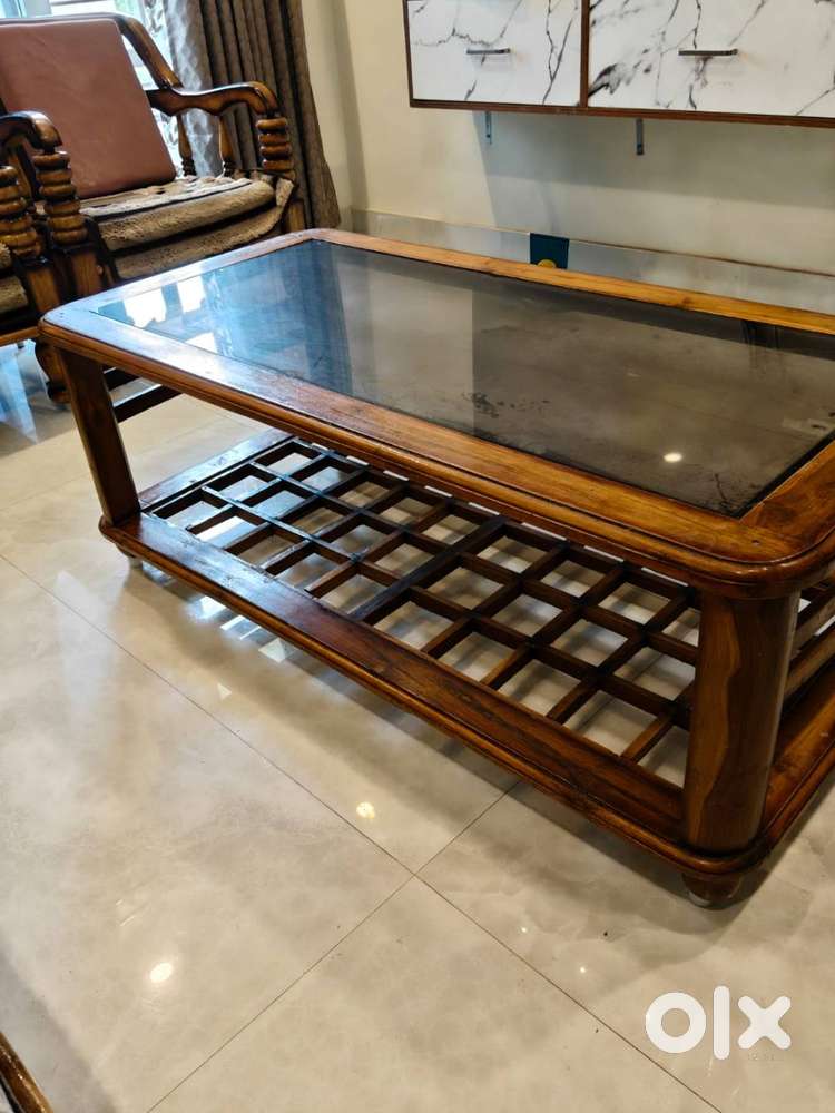 Wooden table with Glass Top