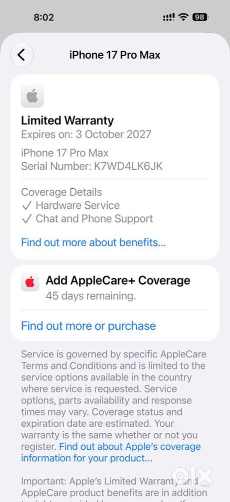 17 pro max 256gb blue tdra just active cycle count zero WiFi active