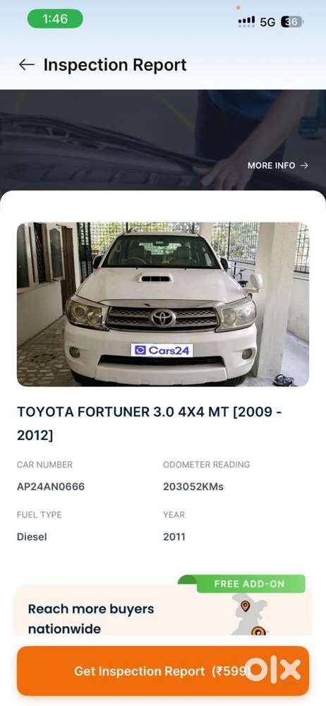 Toyota Fortuner 2011 Diesel 203052 Km Driven