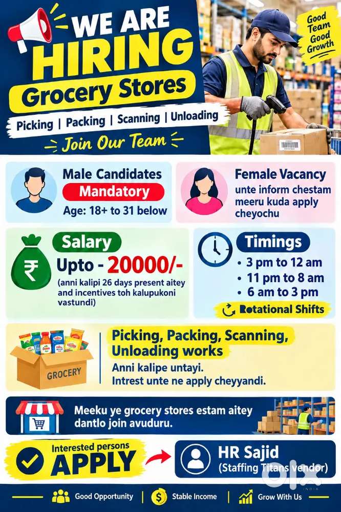 Meeku nachina stores lo picking packing scaning unloading works