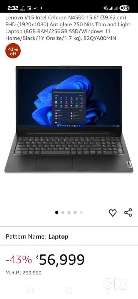 Lenovo V15 Intel Celeron N4500 15.6 for sale