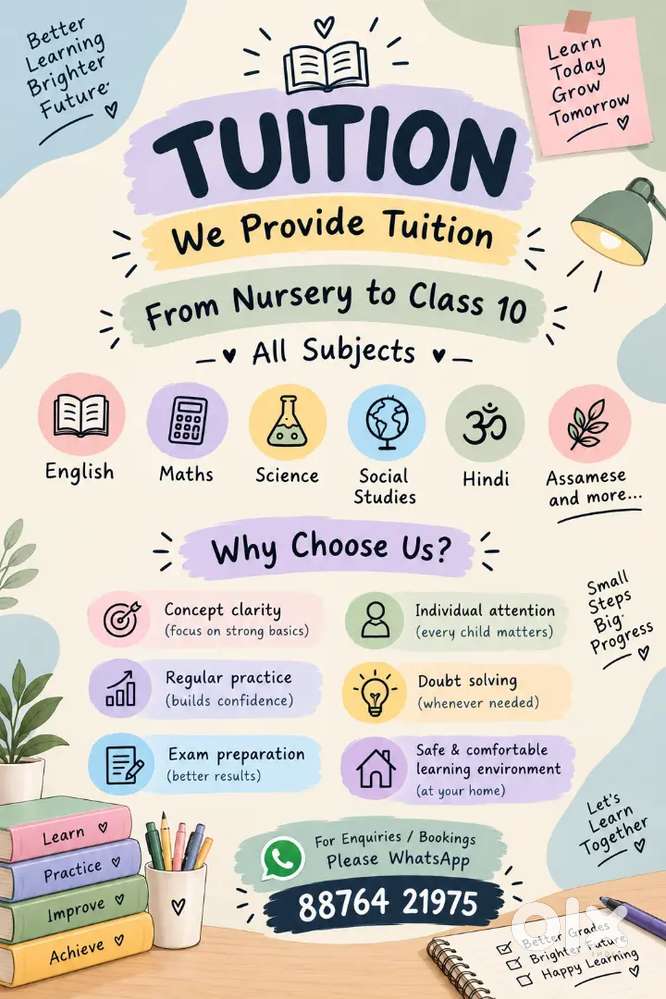 Home Tuition Available | Nursery to Class 10 | All Subjects