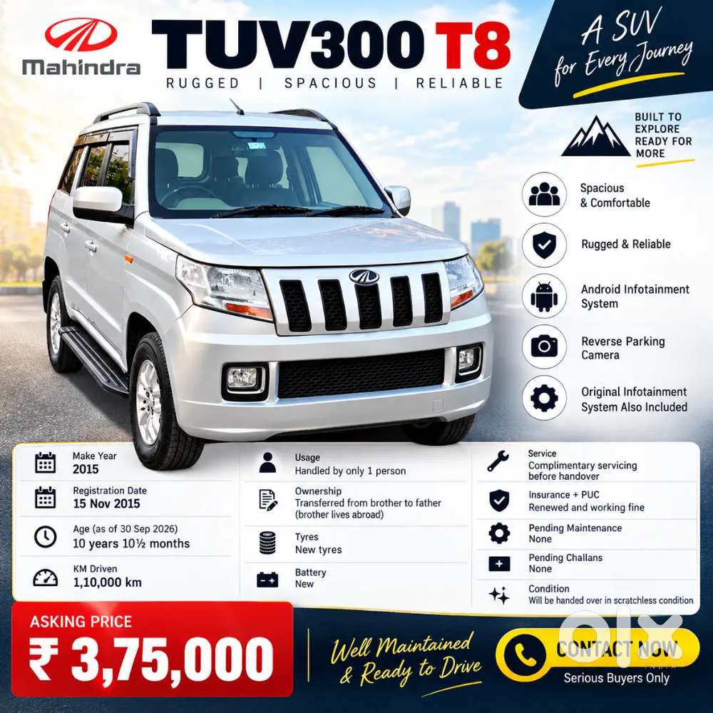 Mahindra Tuv 300 2015 Diesel 100000 Km Driven 3.7 Lakhs