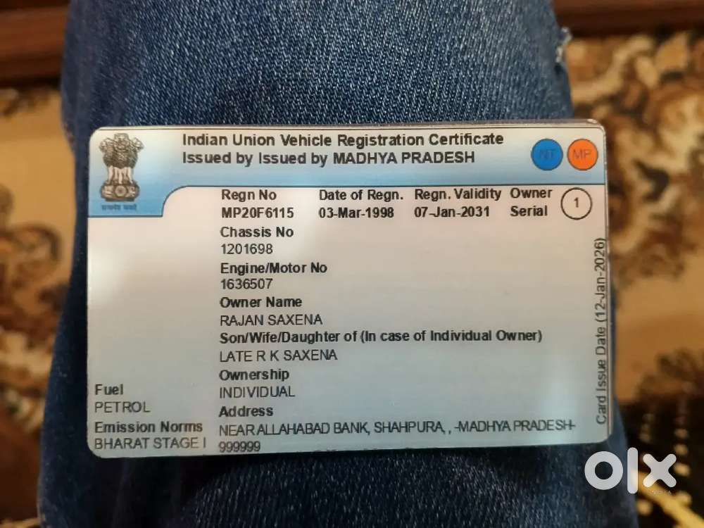 Maruti 800 (1998) - 2031 तक फिटनेस और इंश्योरेंस के साथ (jabalpur)