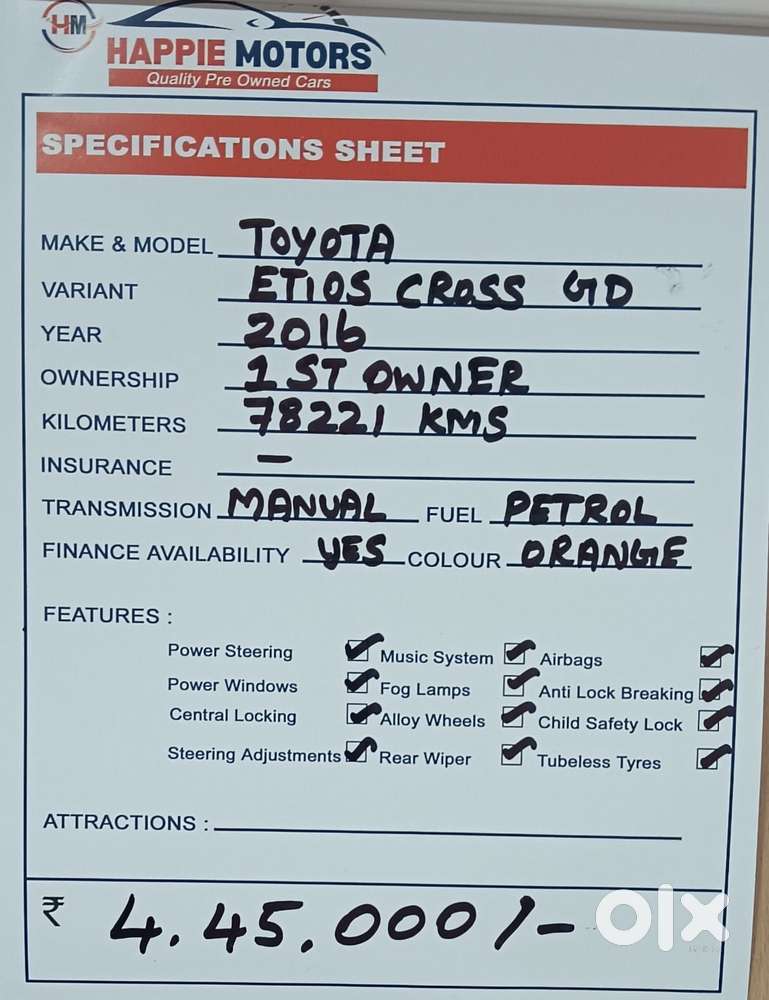 Toyota Etios Cross 1.4l Gd, 2016, Petrol