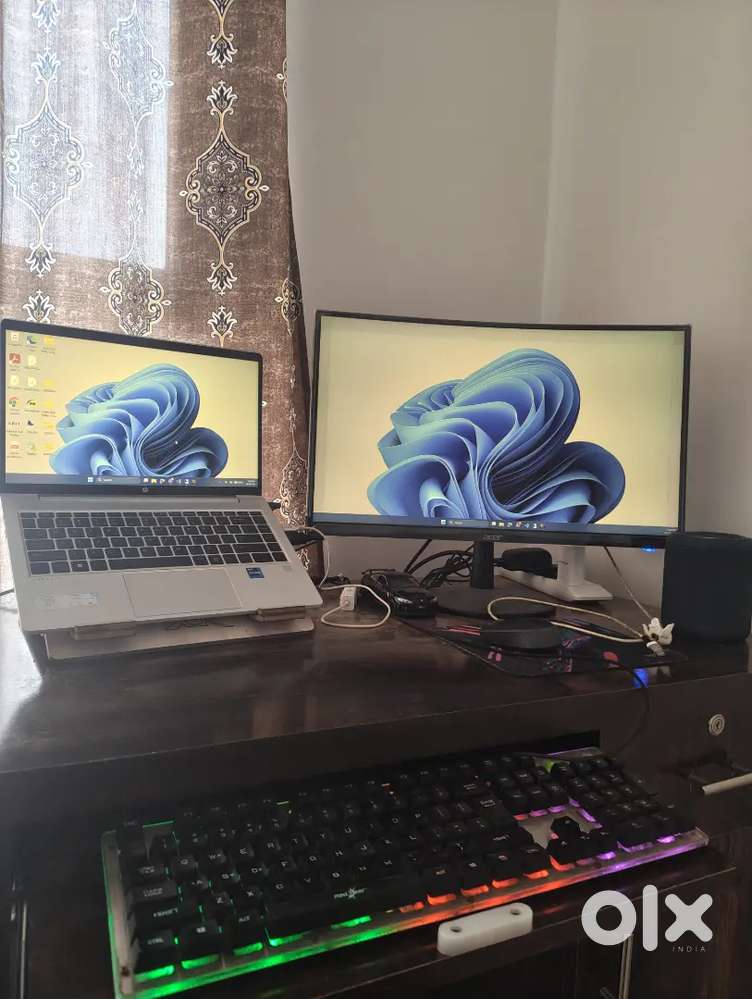 Acer 24 Curved Monitor + Redgear RGB Keyboard + Logitech Mouse