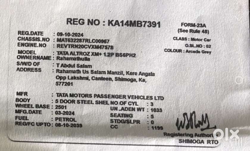 Tata Altroz 1.2 Xm Plus, 2024, Petrol