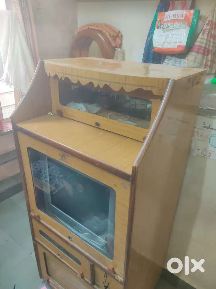 Old tv and wooden cabinet