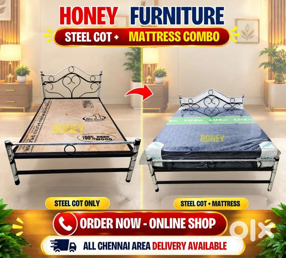 Strong Steel Cot Bed with Orthopedic Mattress &ndash; Excellent Condition