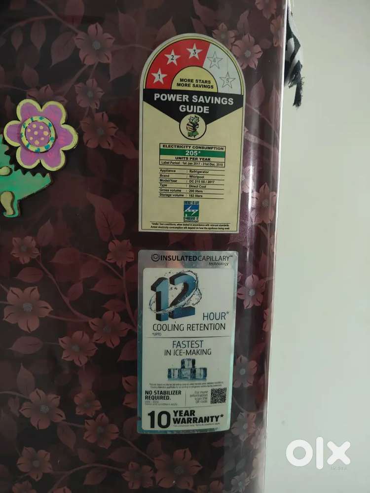 Whirlpool 190 L Refrigerator and Stabilizer for Sale