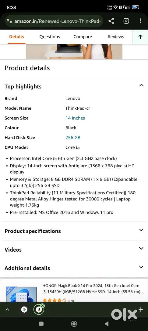 1 ThinkPad business laptop T470.