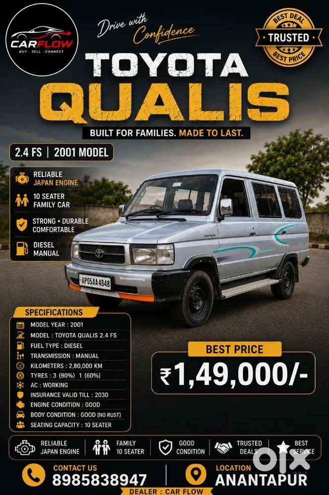 Toyota Qualis 2.4 Fs 2001 Diesel  10 Seater  Good Condition