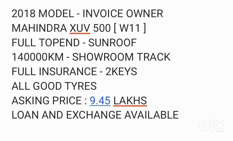 Mahindra Xuv500 W11 Option, 2018, Diesel
