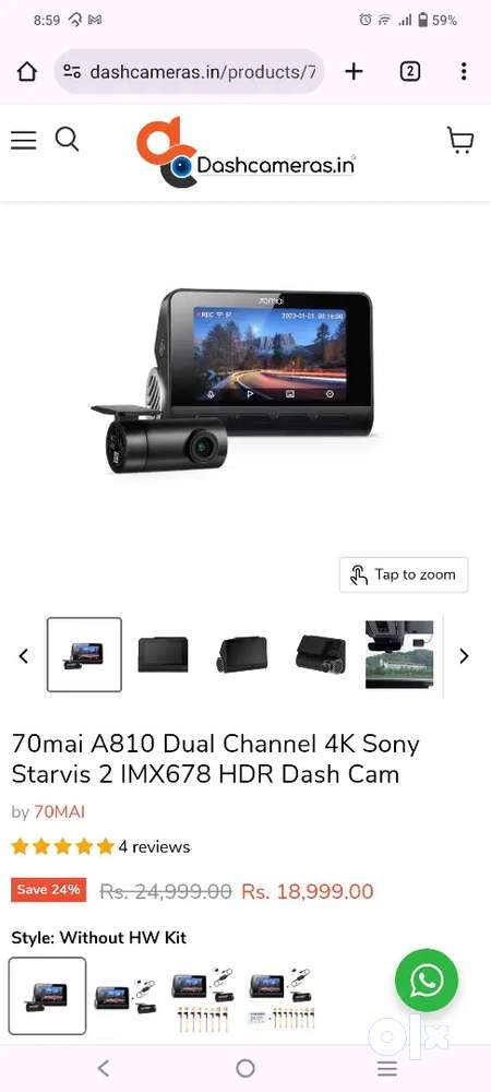 70mai A810 Dash Cam 4K HDR Sony Starvis 2 IMX678 Dual-channel