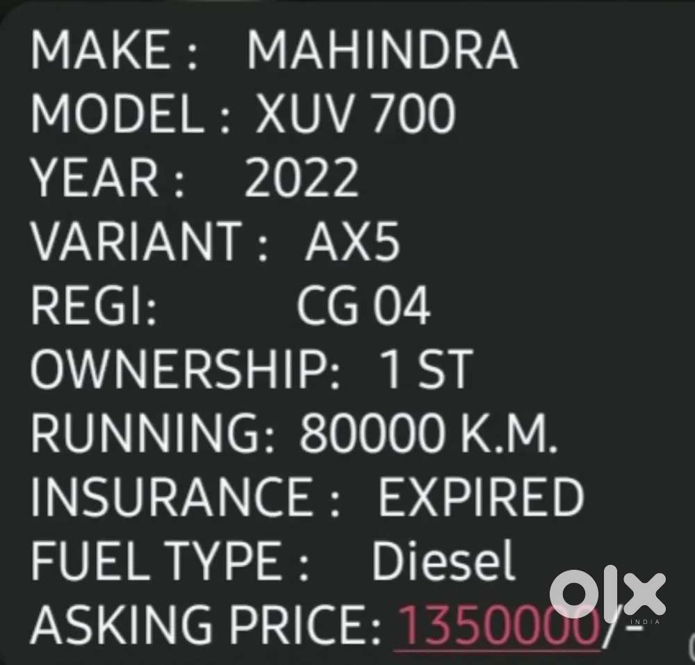 Mahindra Xuv700 2022 Diesel 80000 Km Driven