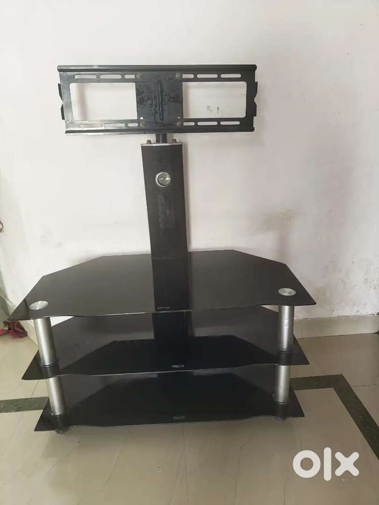 Black Glass TV Stand with TV Mount